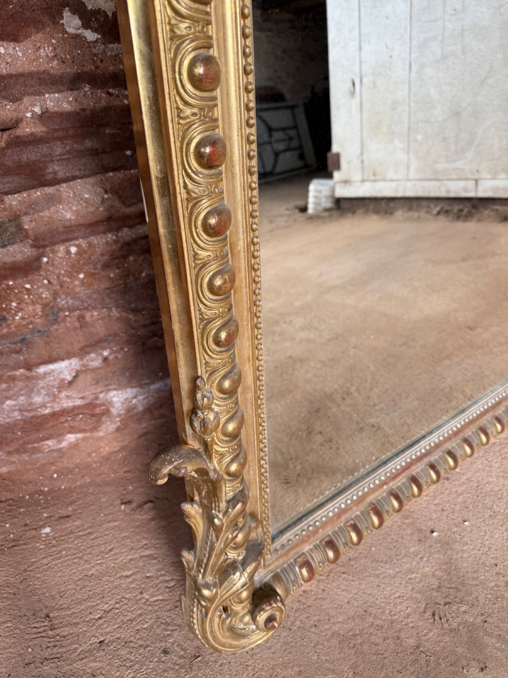 Large antique gilt overmantle mirror View VII