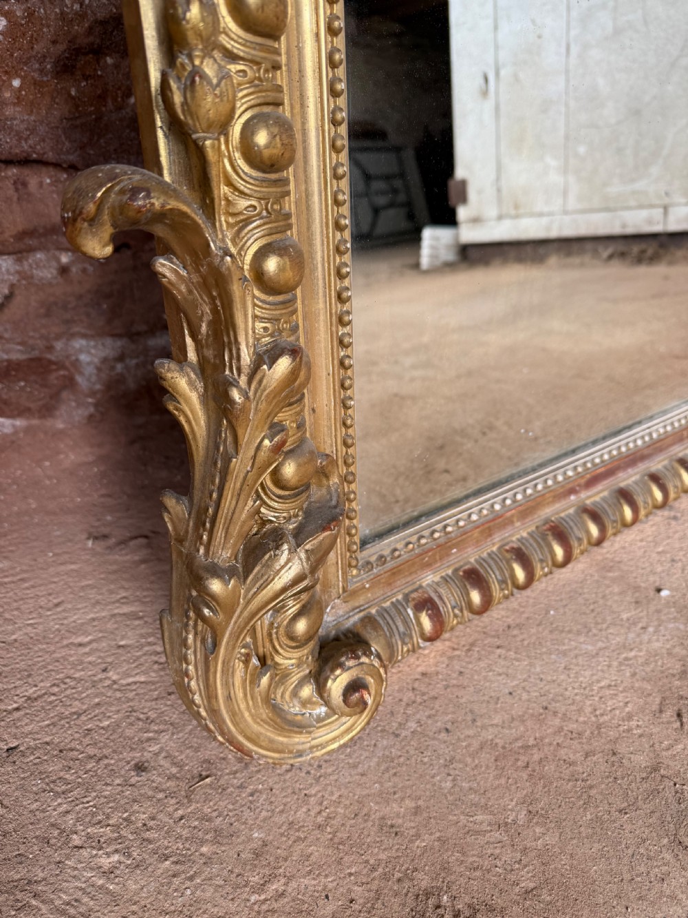 Large antique gilt overmantle mirror View VIII