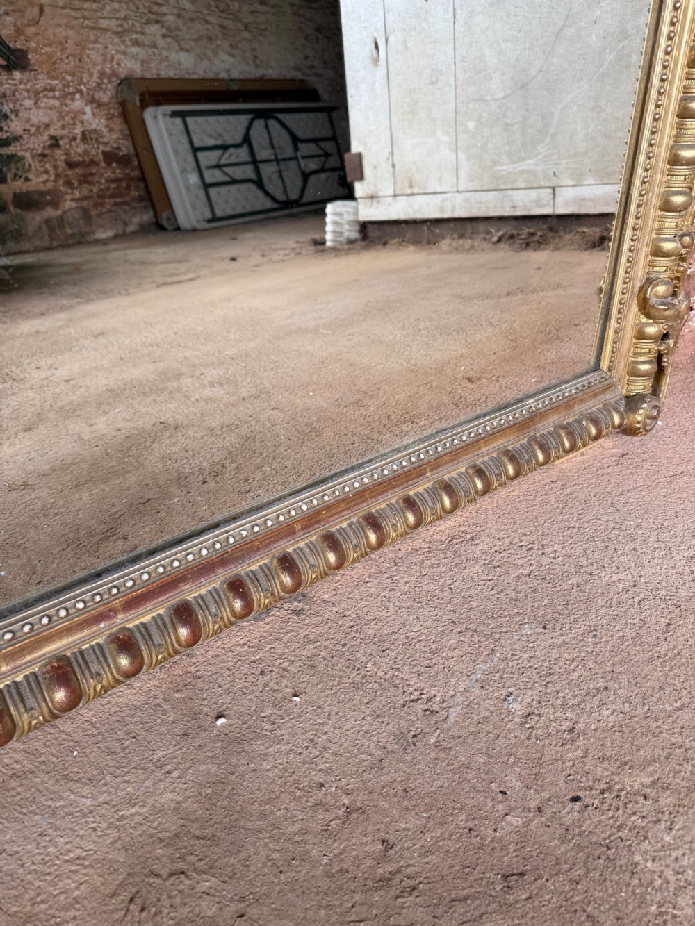 Large antique gilt overmantle mirror View IX