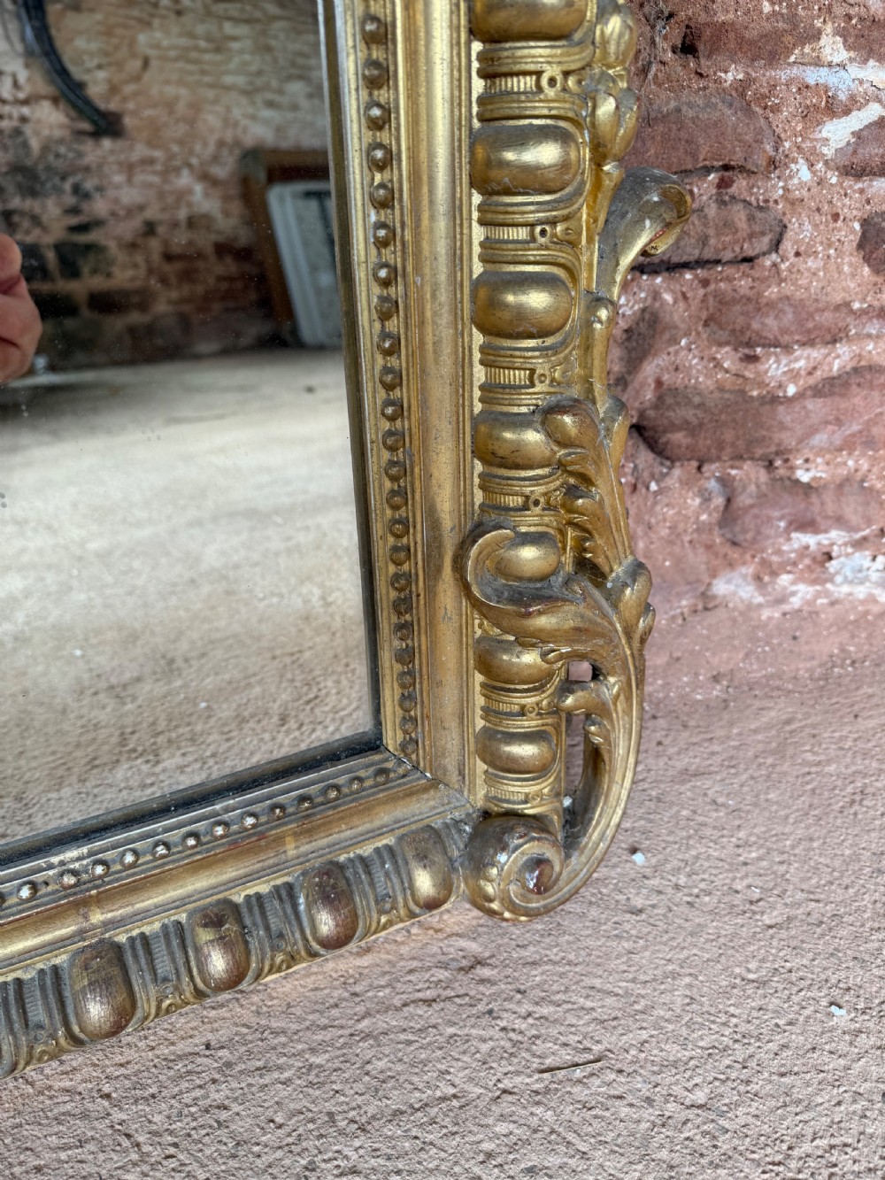 Large antique gilt overmantle mirror View XI