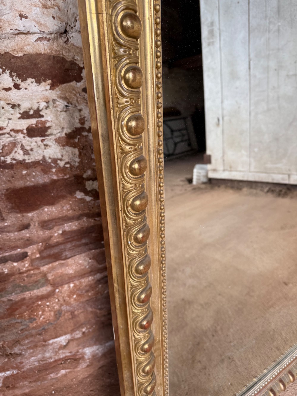 Large antique gilt overmantle mirror View XII