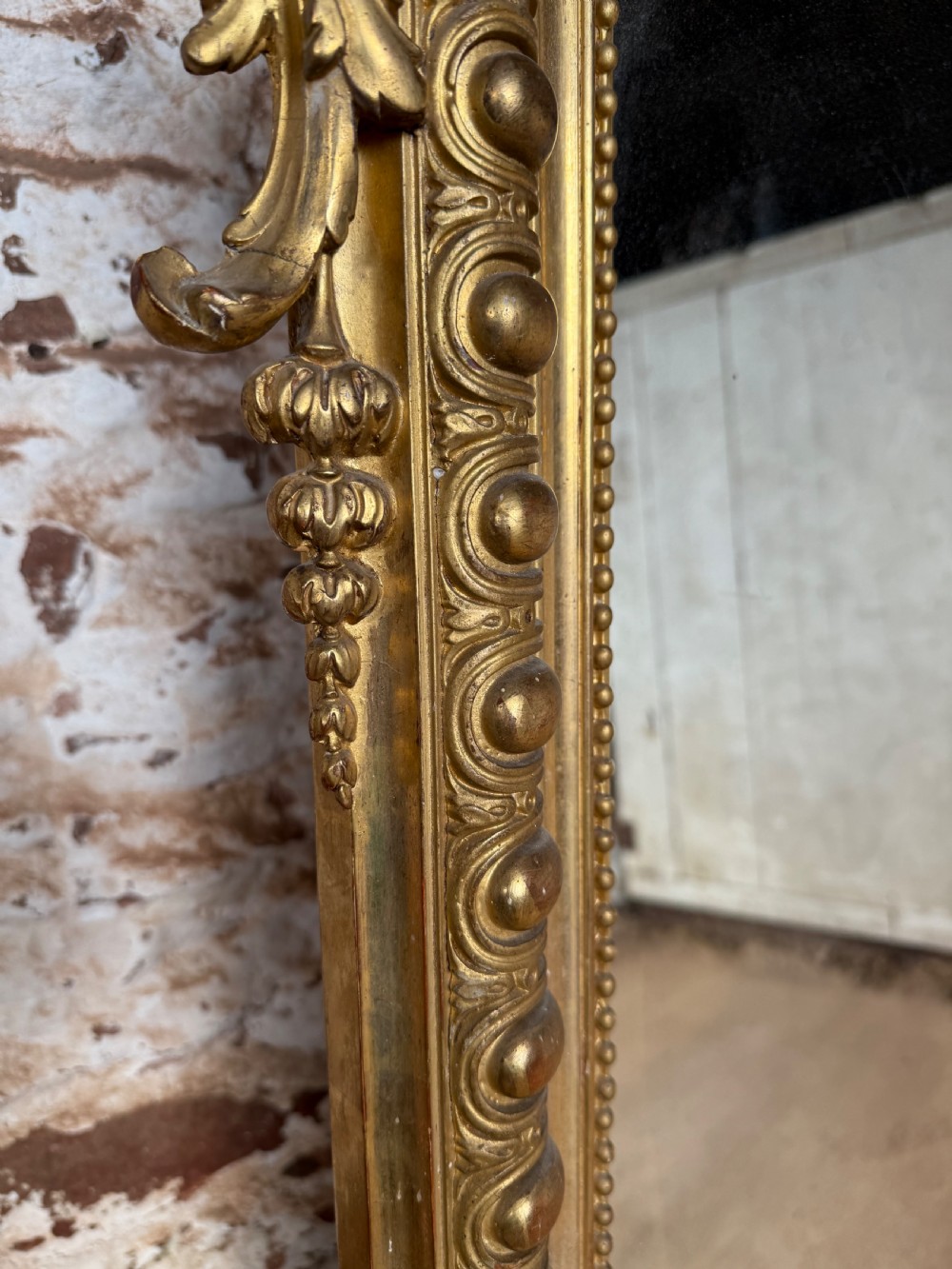 Large antique gilt overmantle mirror View XIII
