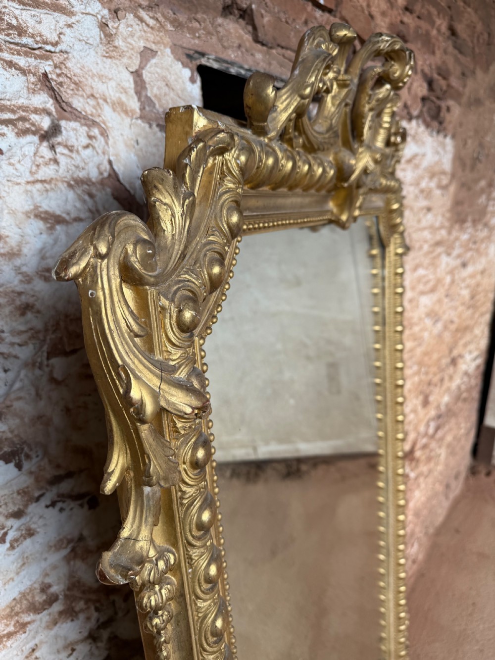 Large antique gilt overmantle mirror View XIV