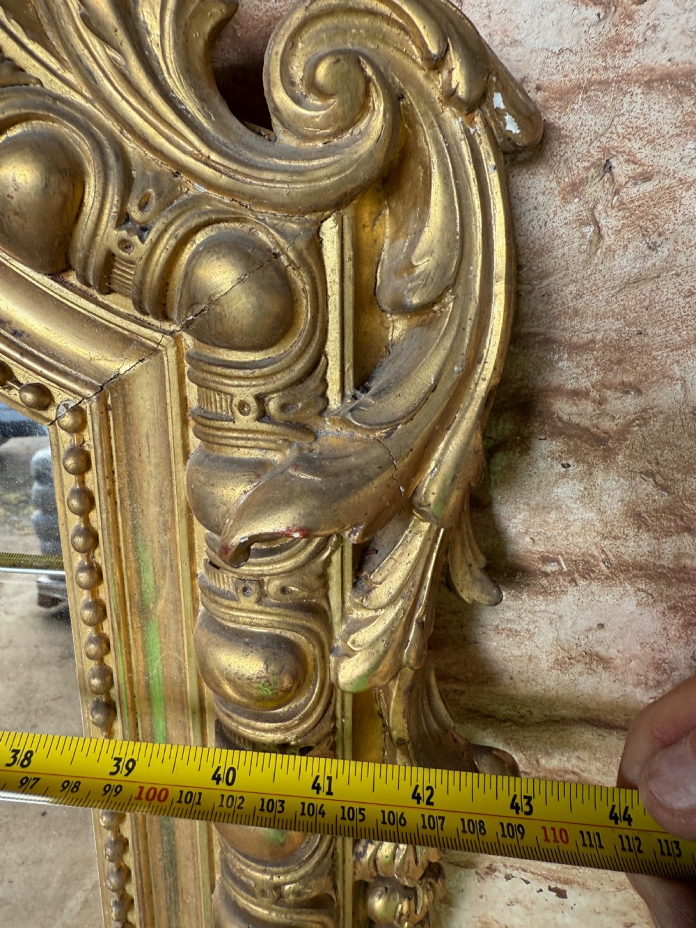 Large antique gilt overmantle mirror View XV