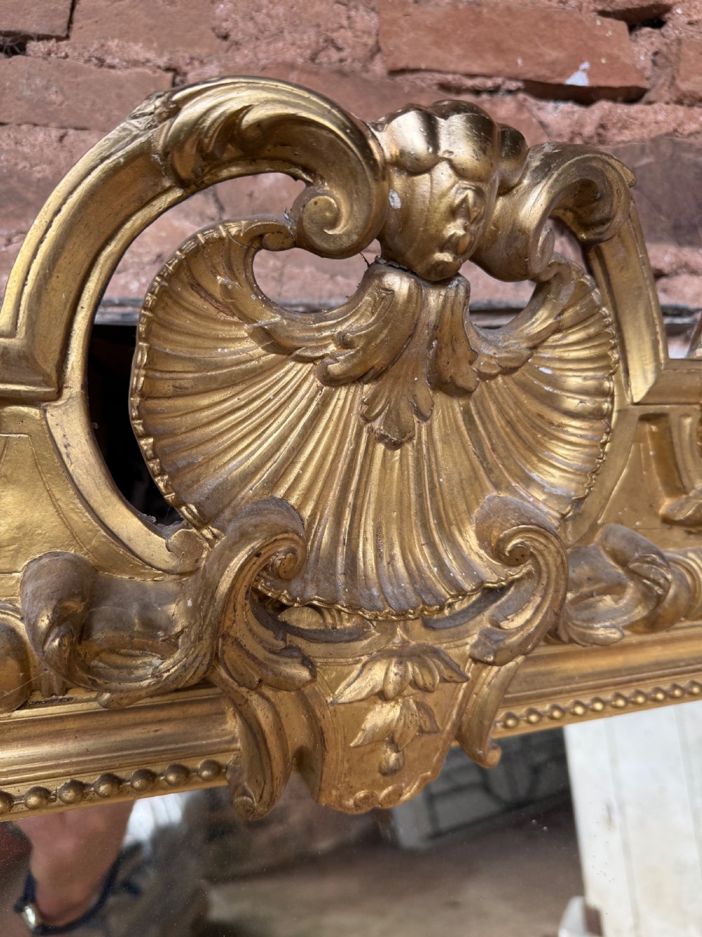 Large antique gilt overmantle mirror View XVIII