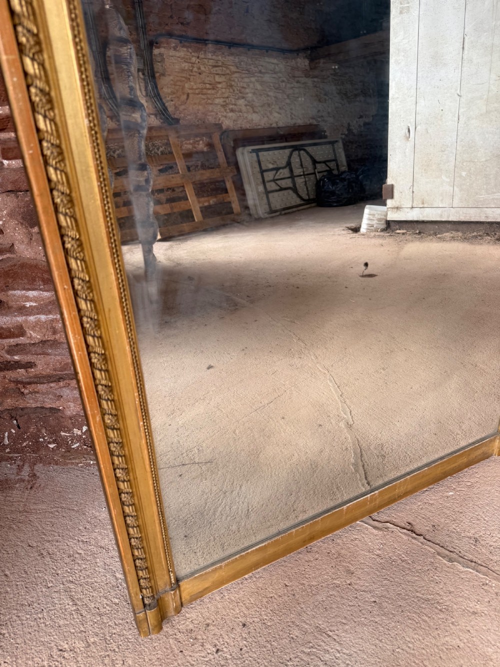 Large 19th century overmantle mirror oak leaf decoration View VIII