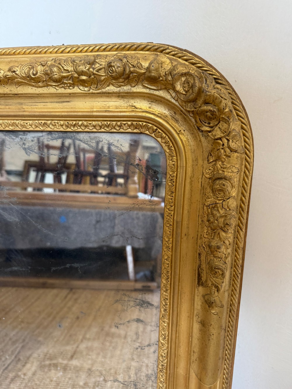 Pretty arched topped gilt mirror 110cms x 80cms View VI