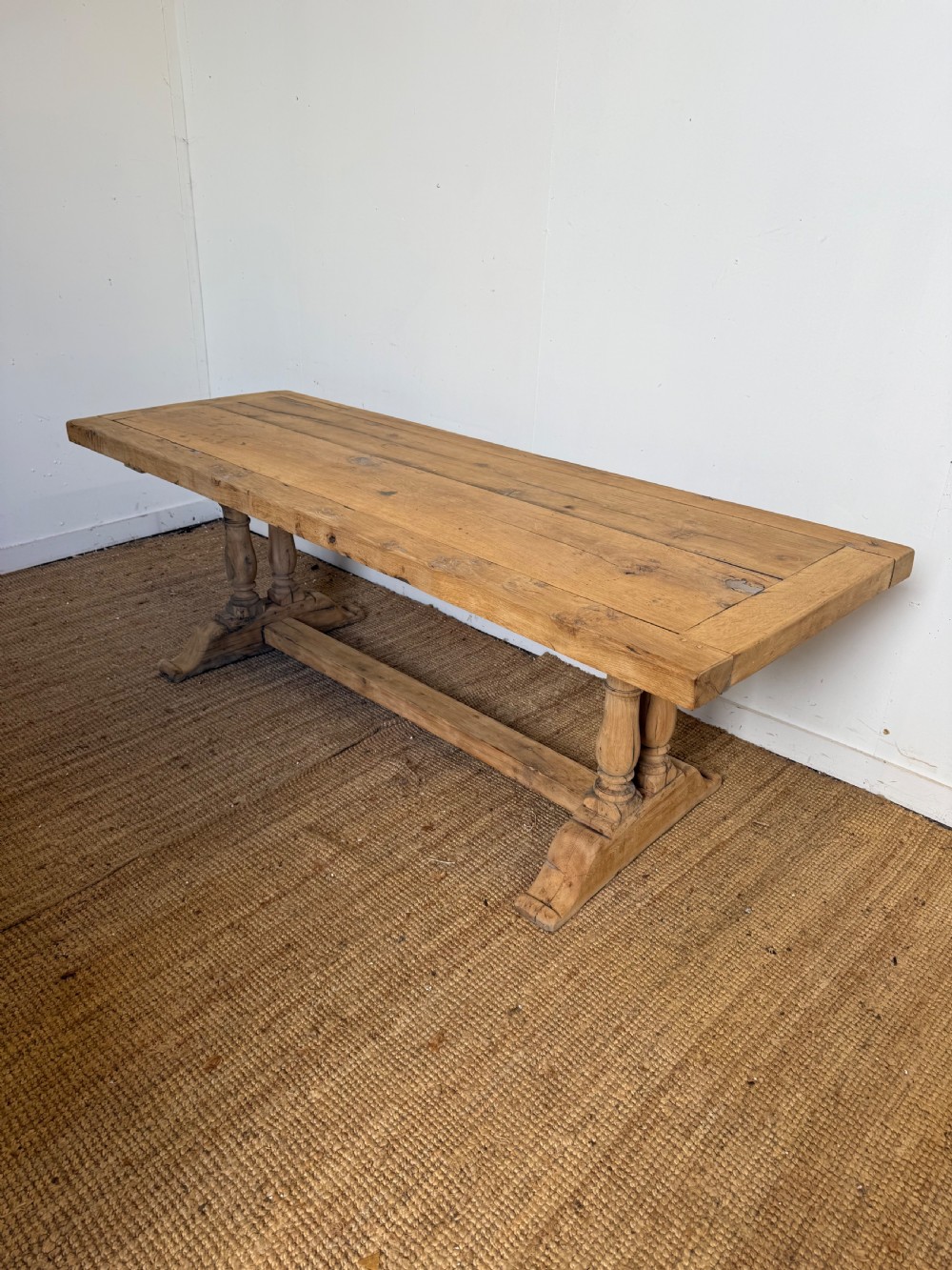 Scrubbed oak refectory table 220 cms 