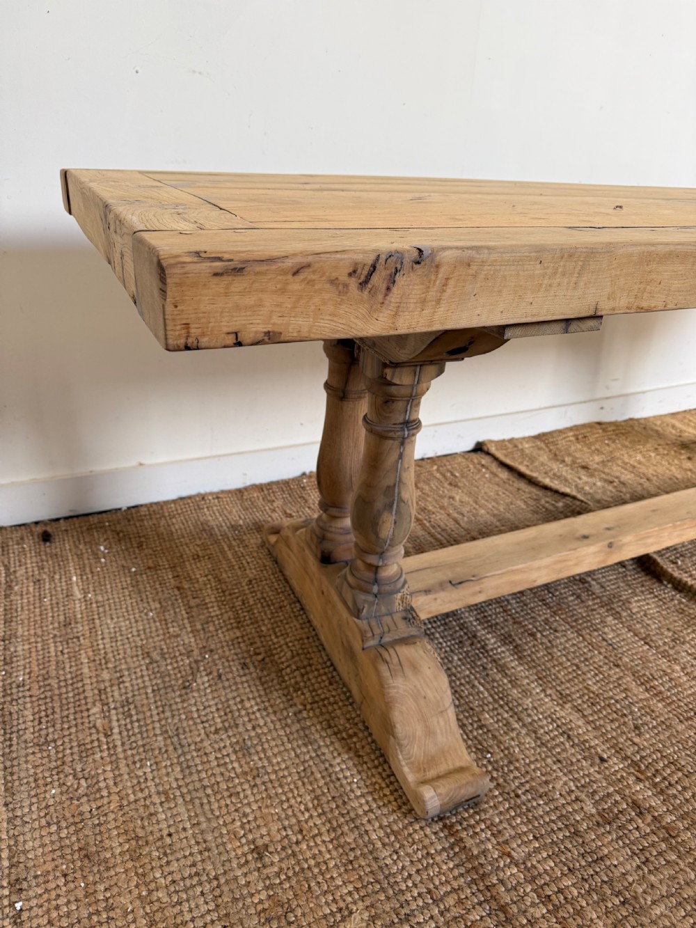 Scrubbed oak refectory table 220 cms  View VI