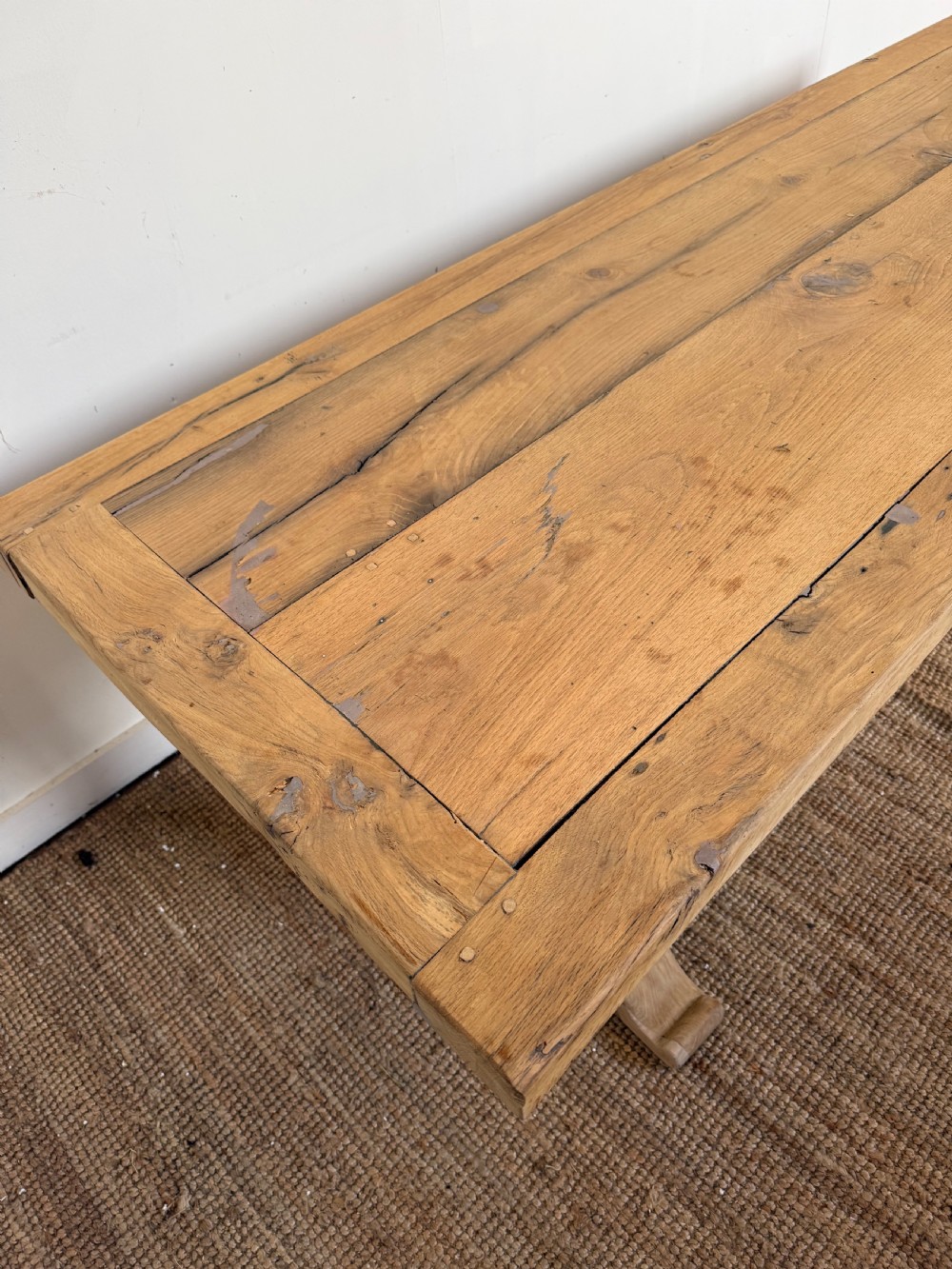 Scrubbed oak refectory table 220 cms  View XI