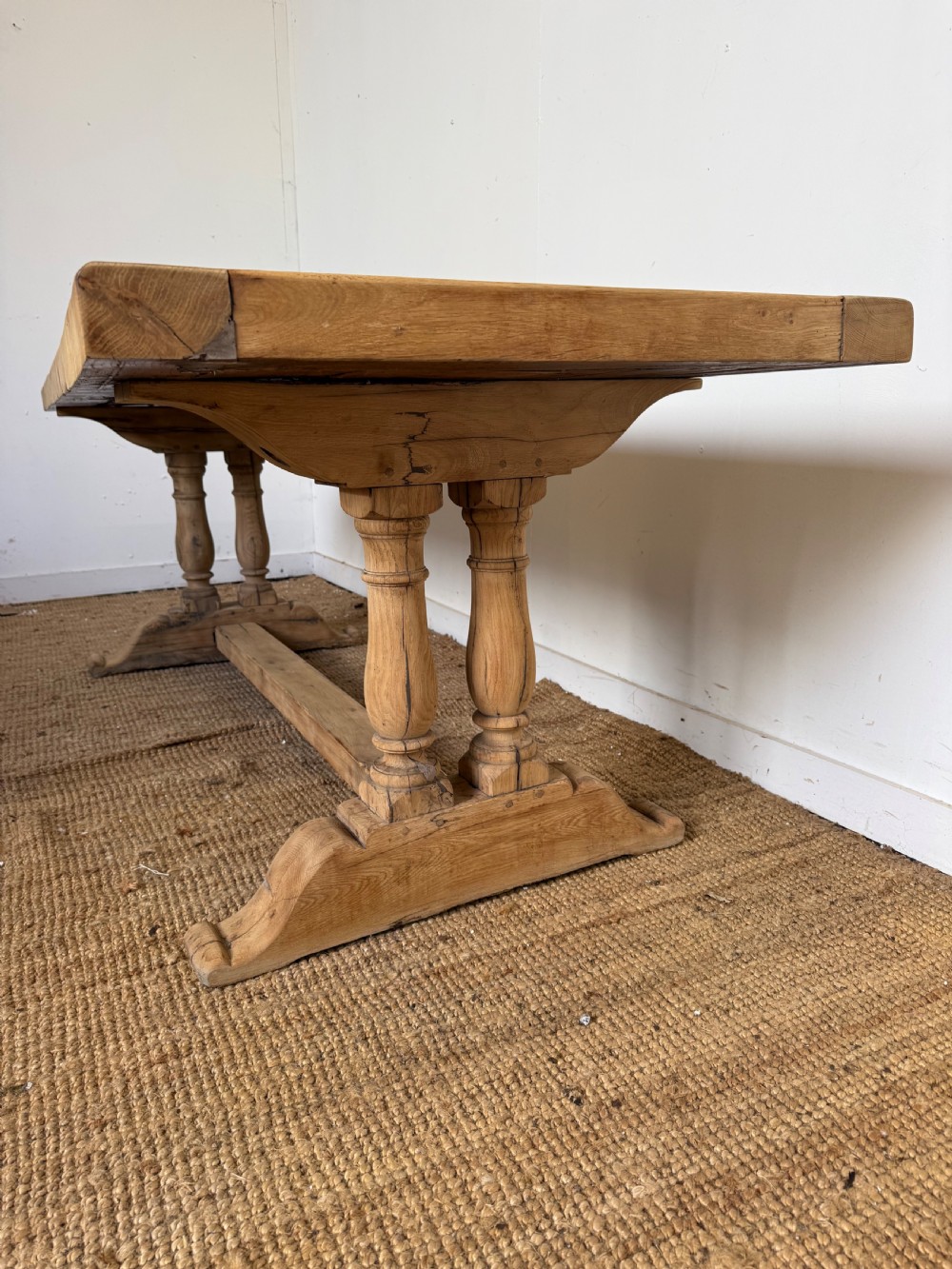 Scrubbed oak refectory table 220 cms  View XV