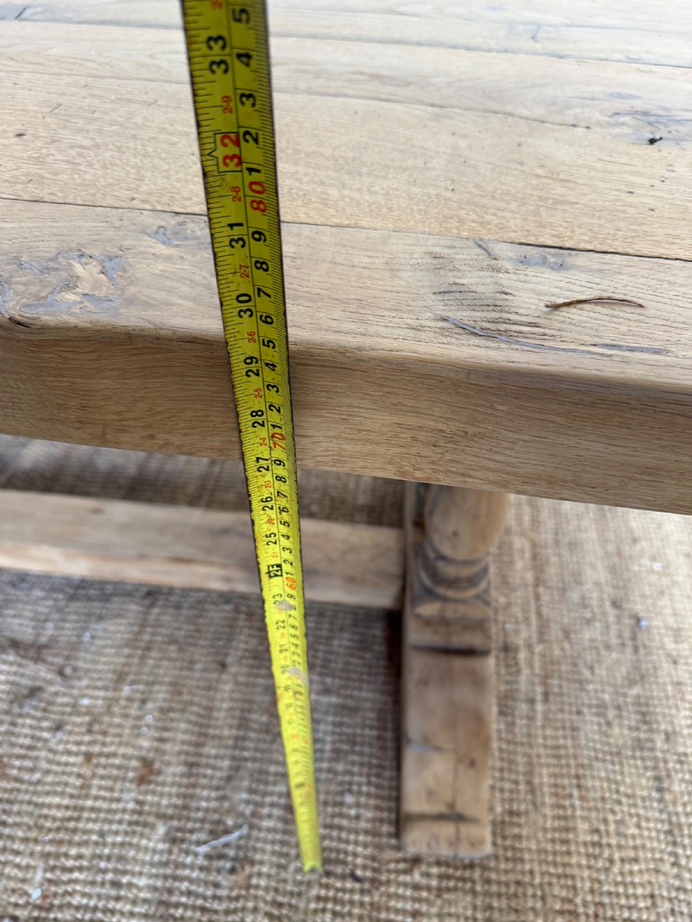 Scrubbed oak refectory table 220 cms  View XIX