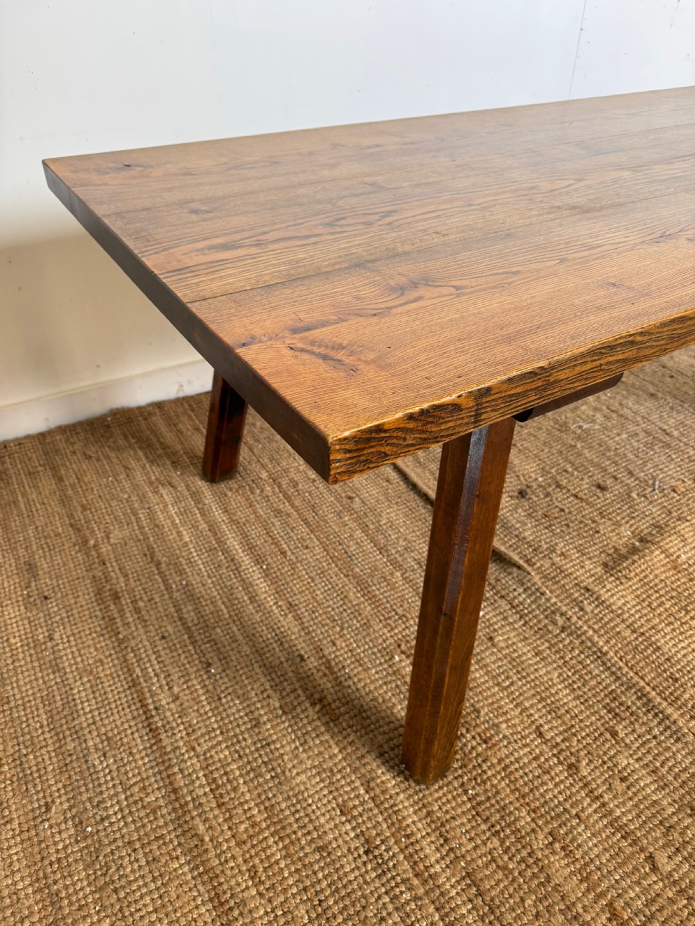 Oak farmhouse table 2m with 6 matching chairs View V