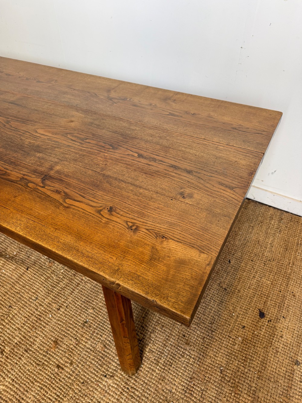 Oak farmhouse table 2m with 6 matching chairs View IX