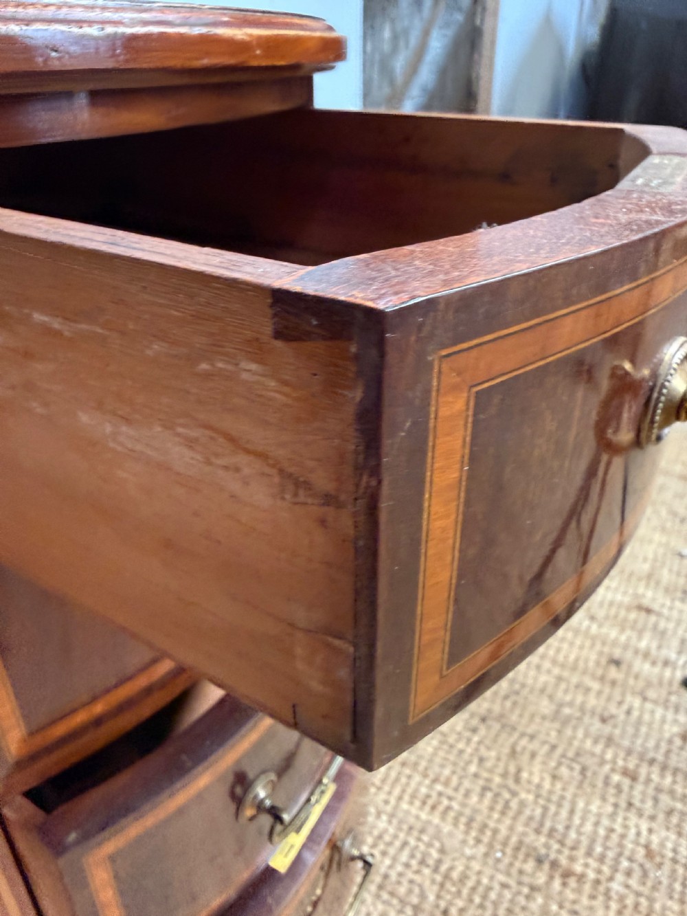 Edwardian kidney shaped writing desk / pedestal desk  View VII