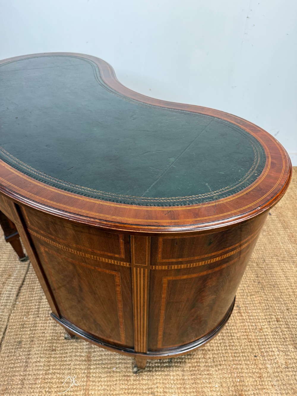 Edwardian kidney shaped writing desk / pedestal desk  View XVI