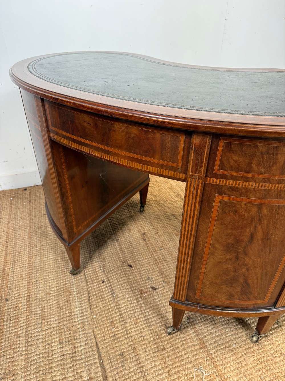 Edwardian kidney shaped writing desk / pedestal desk  View XVII