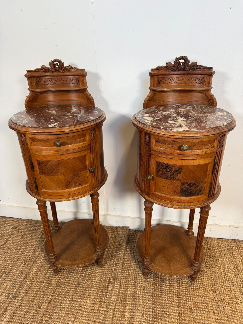 Pair of walnut bedside cabinets 