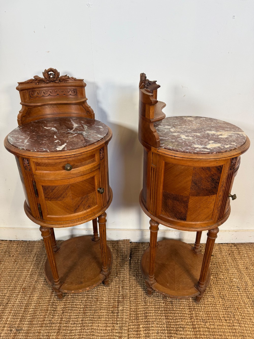 Pair of walnut bedside cabinets  View X