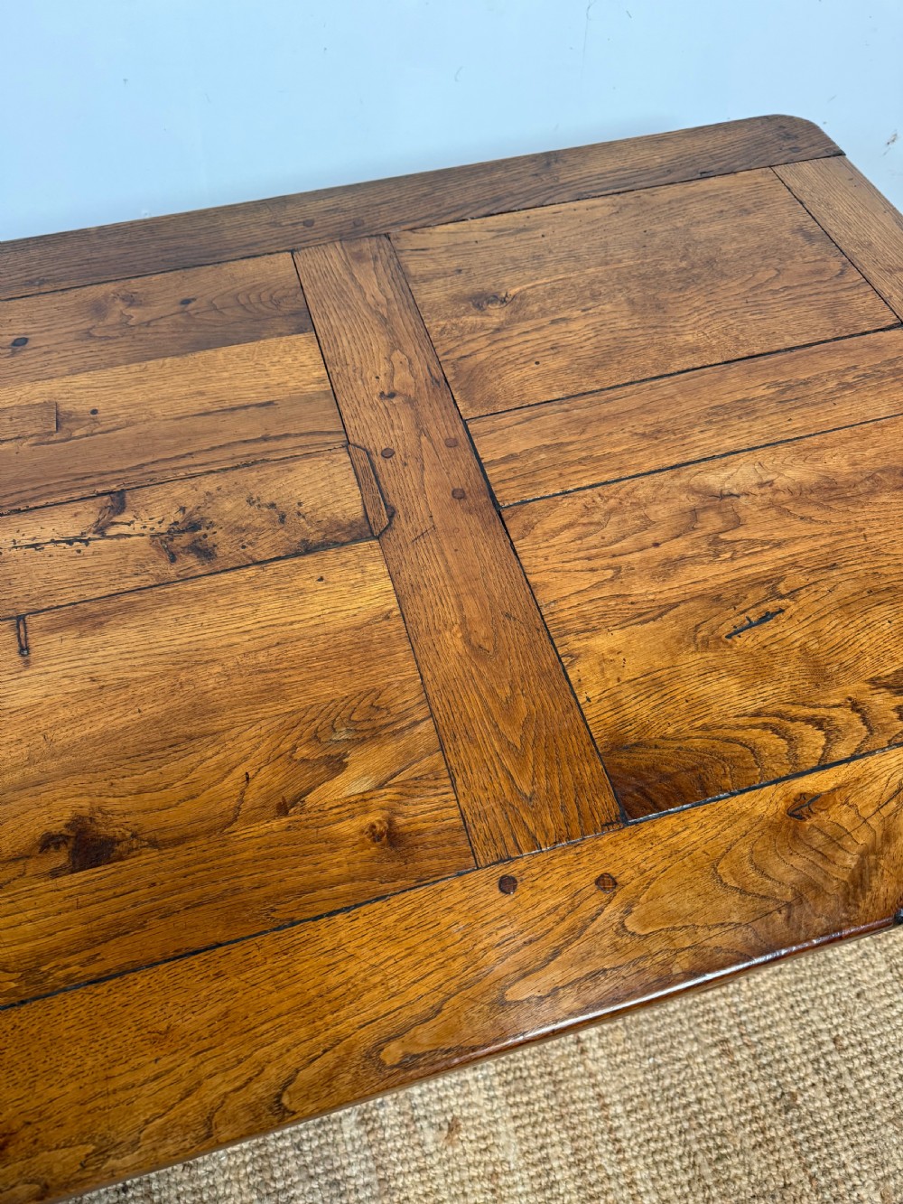 Small early 20th century oak dining table 6 seater  View V