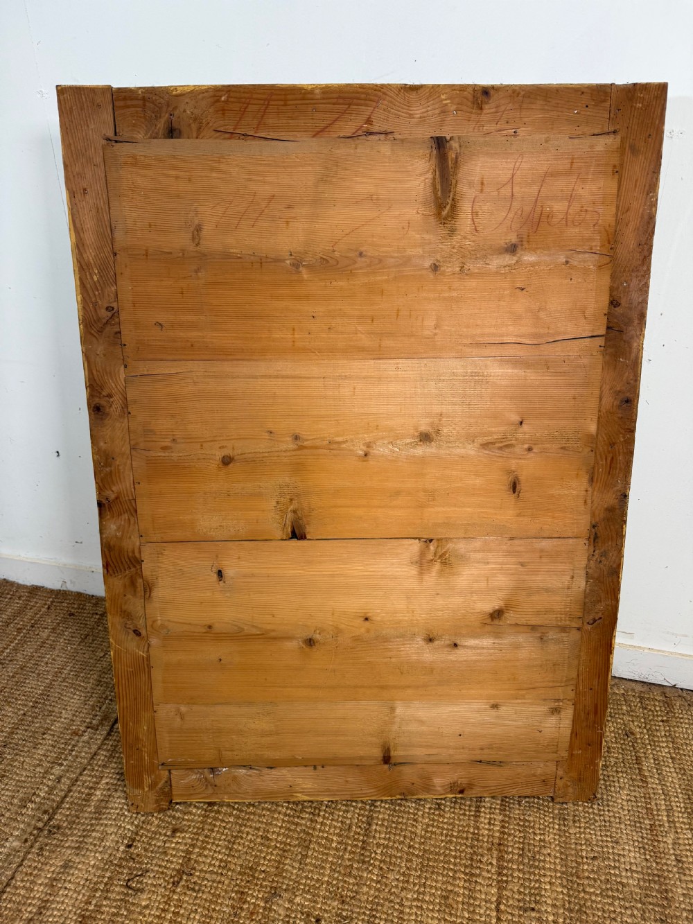 A large rectangular 19th-century French wall mirror featuring a gold leaf gesso frame with rope twist borders and decorative corner flourishes. View XII