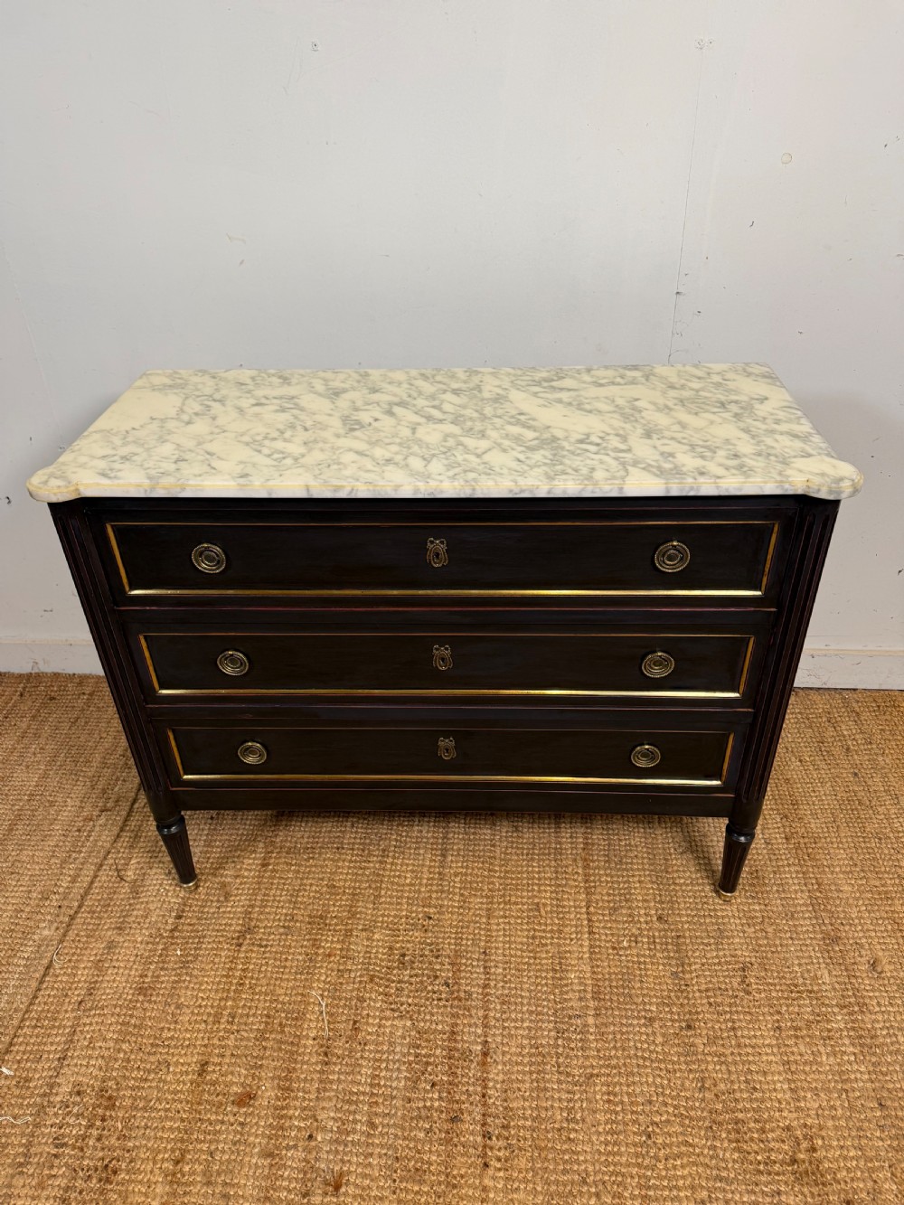 Painted marble topped commode in the Louis XVI style 