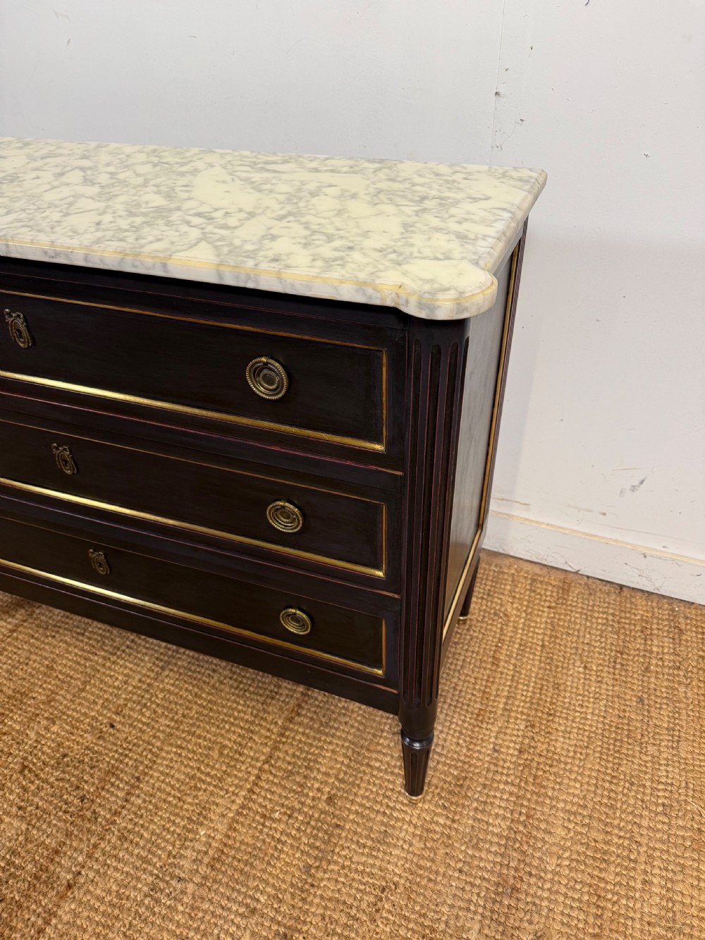 Painted marble topped commode in the Louis XVI style  View II