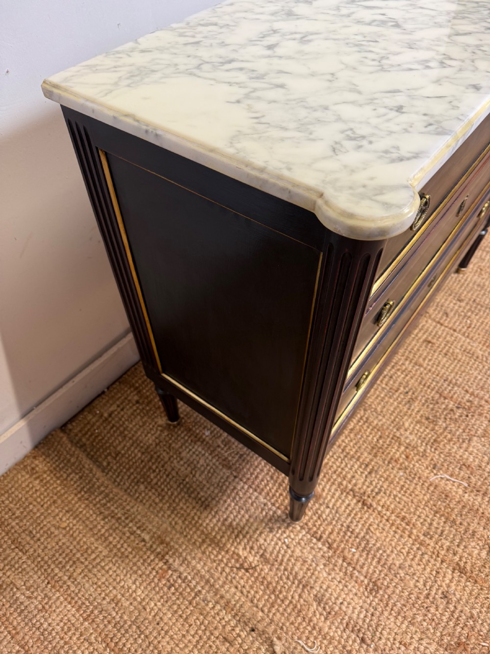 Painted marble topped commode in the Louis XVI style  View V