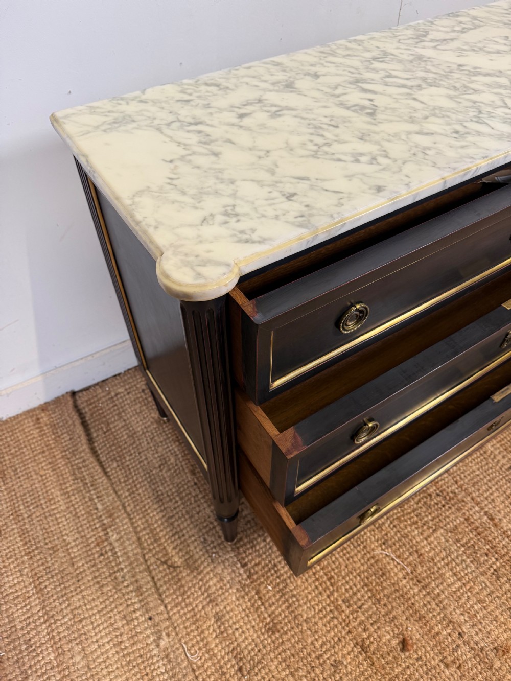Painted marble topped commode in the Louis XVI style  View X