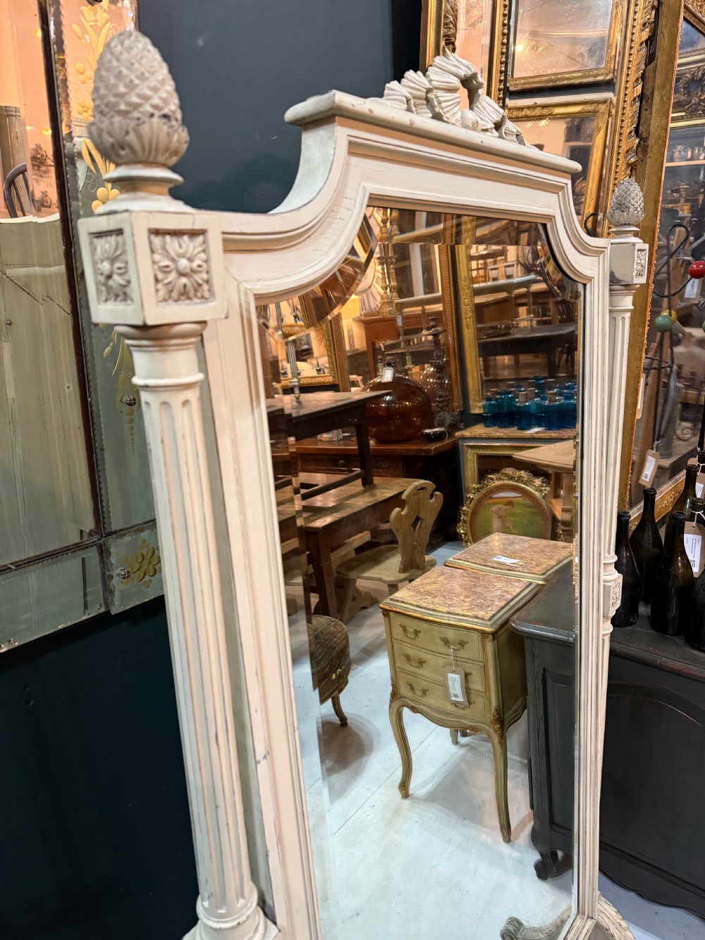 19th century original paint cheval mirror View III