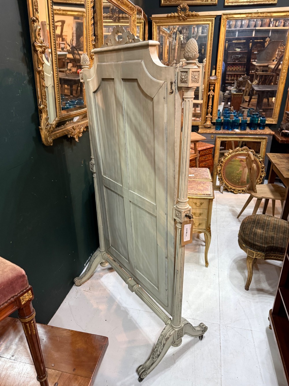 19th century original paint cheval mirror View VIII