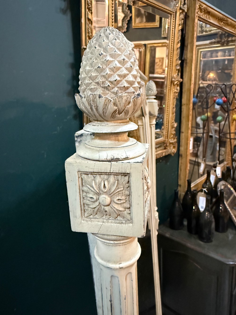 19th century original paint cheval mirror View IX