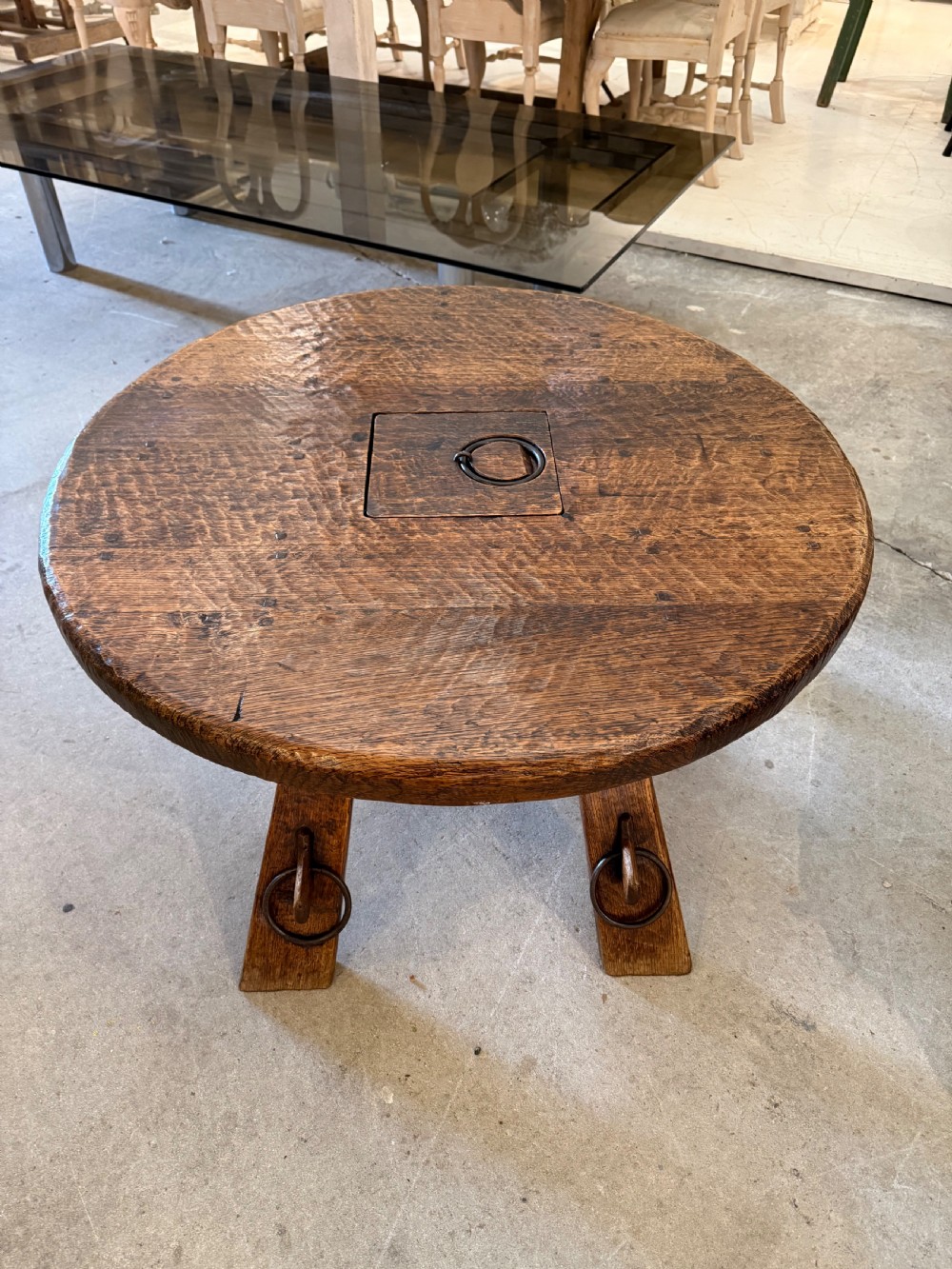 Round oak coffee table  View II