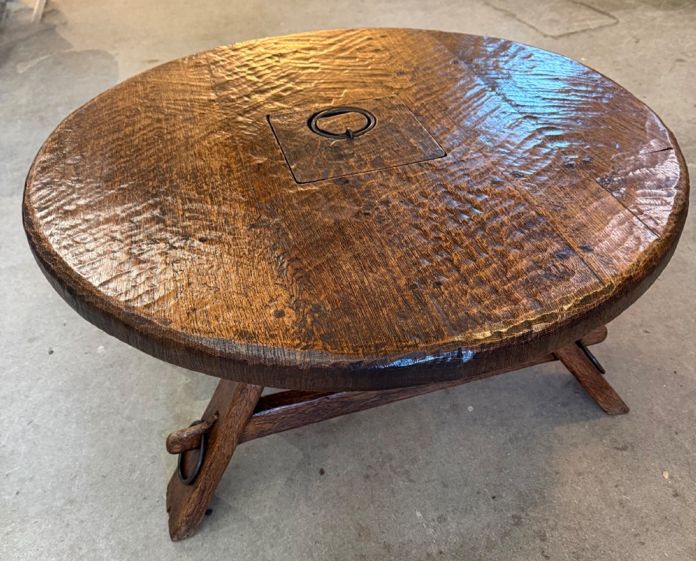 Round oak coffee table  View III