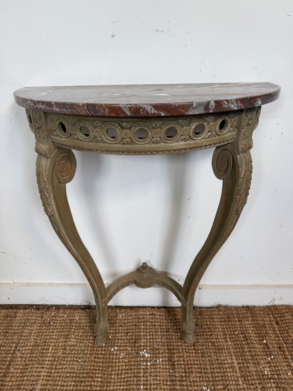 Painted demi lune console table