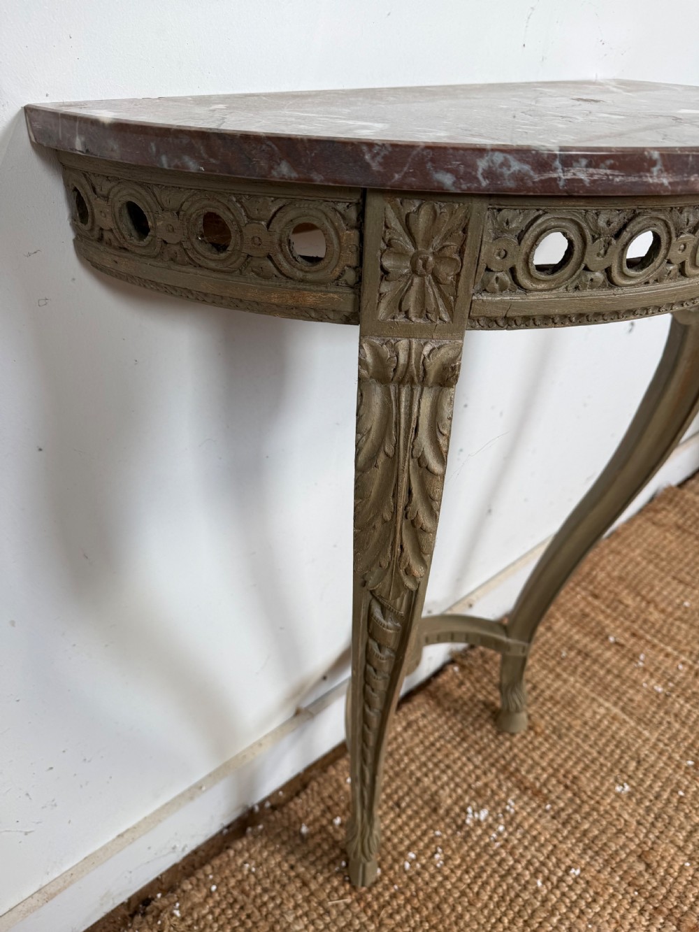 Painted demi lune console table View II