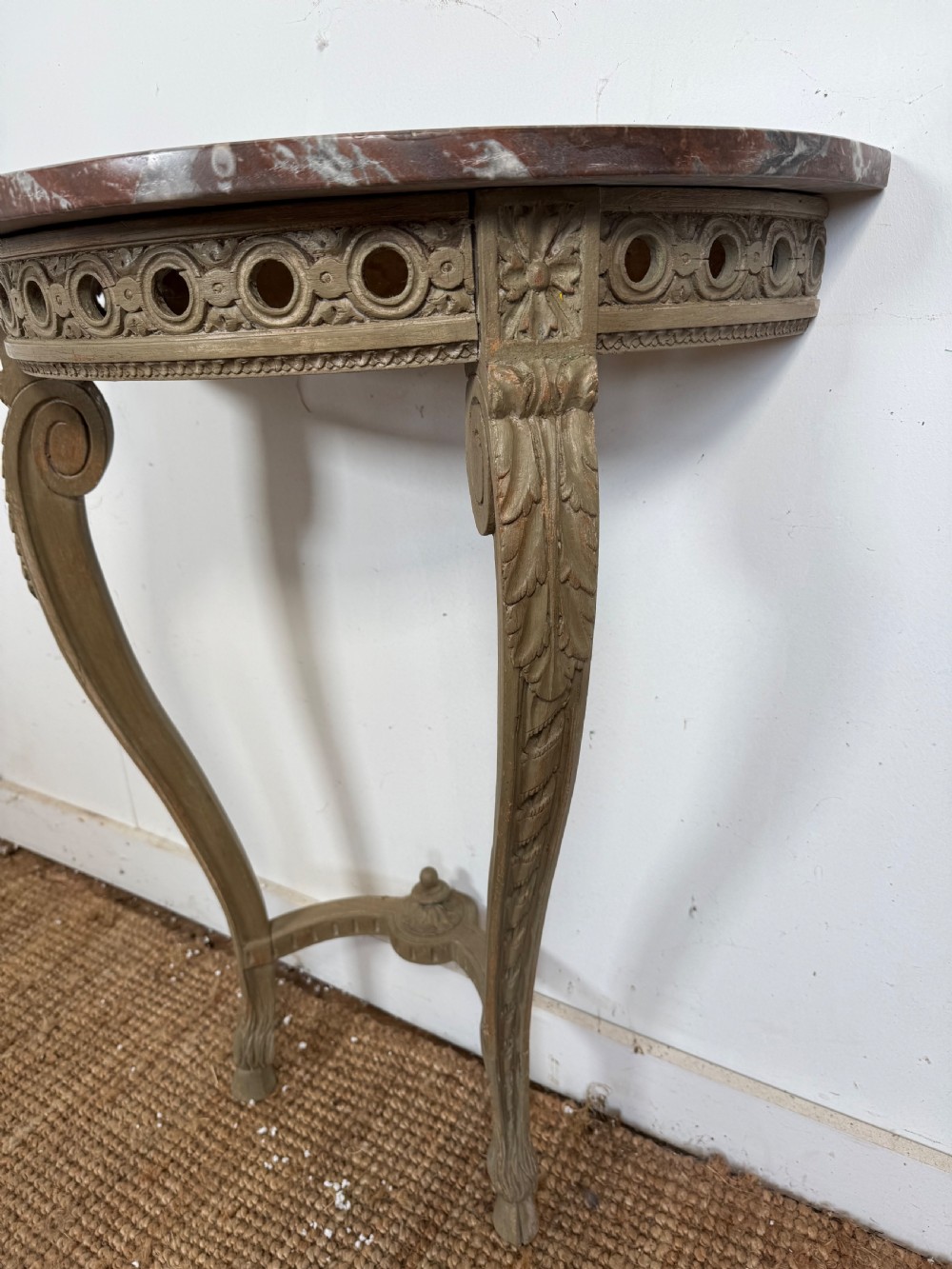 Painted demi lune console table View III