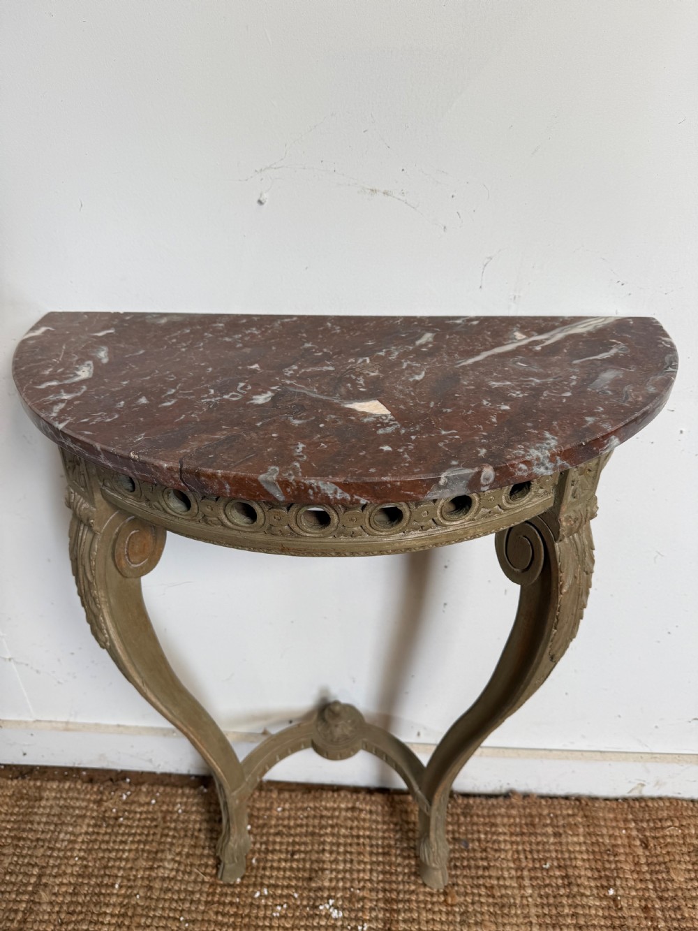 Painted demi lune console table View VII