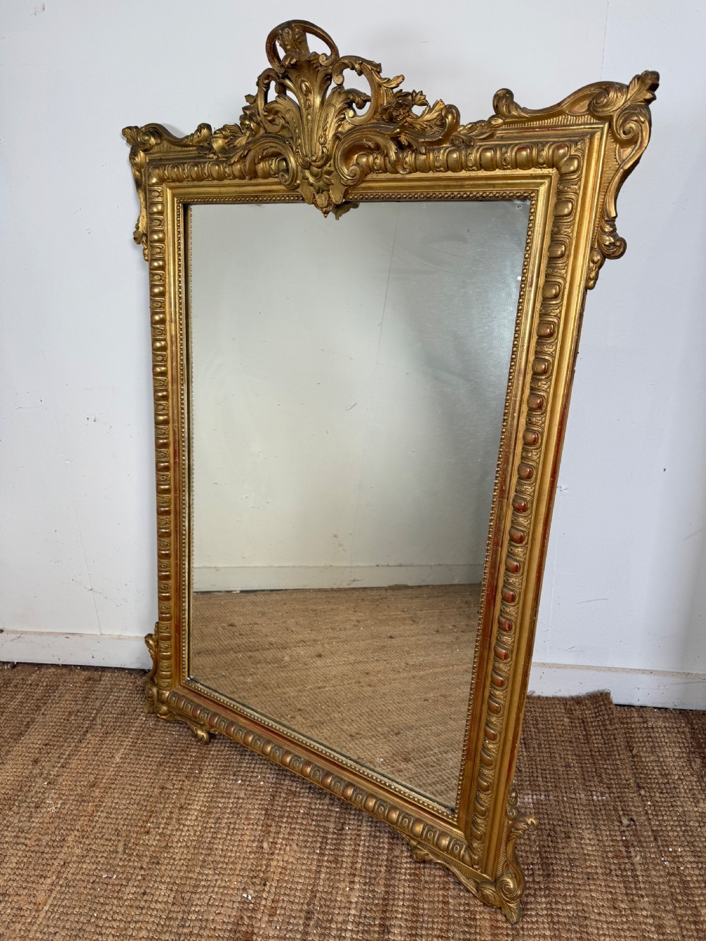 Decorative 19th French gilt mirror