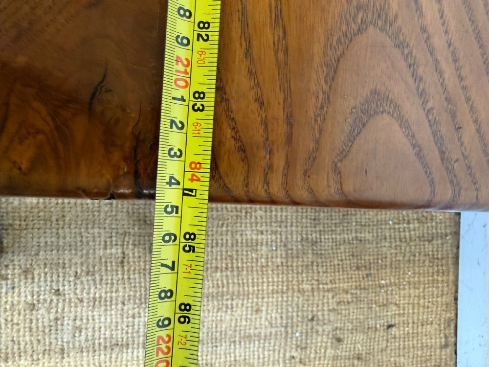 A rectangular late 19th-century chestnut farmhouse table featuring a plank top and four straight tapered legs. View XII
