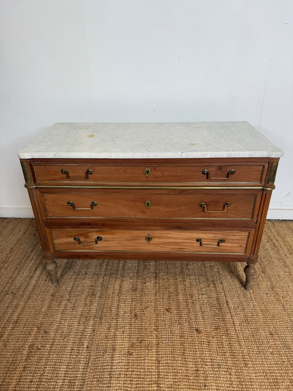 Louis XVI style scrubbed mahogany commode / chest of drawers View II