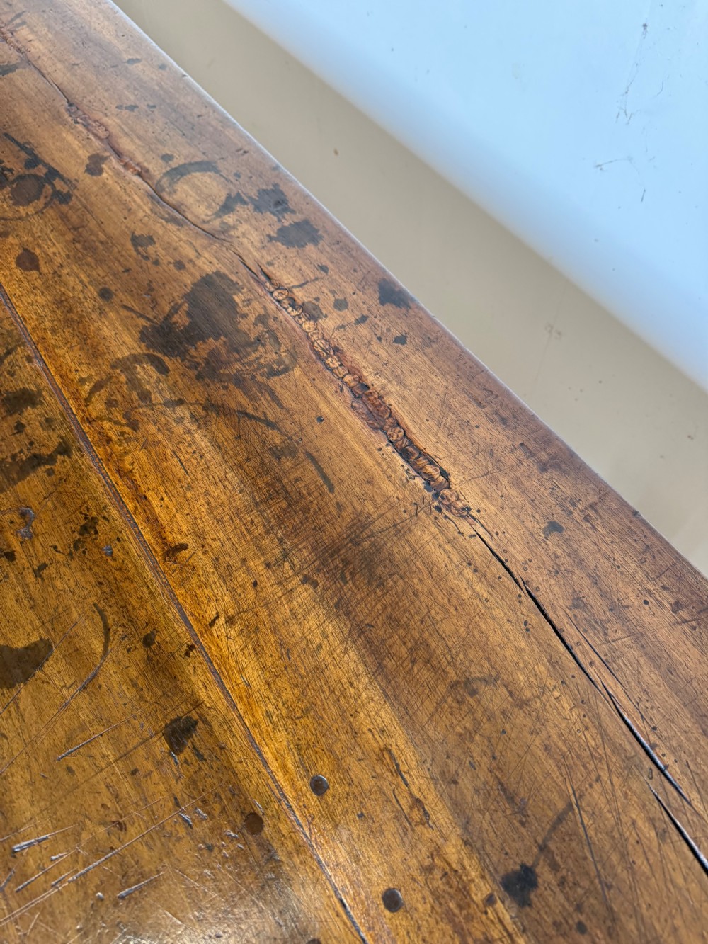 Long walnut french farmhouse table View XII