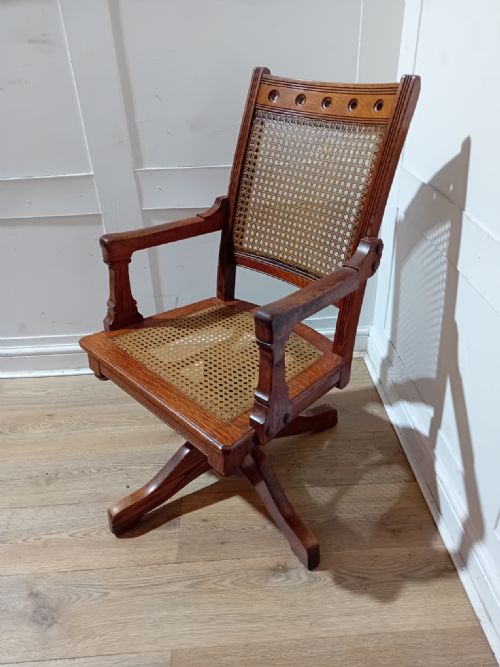 RARE ANTIQUE AMERICAN HALE KILBURN OF PHILADELPHIA VICTORIAN OAK SWIVEL CHAIR C187090 - ADDITIONAL PHOTO 1