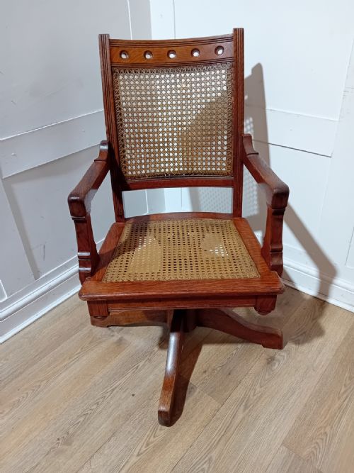 RARE ANTIQUE AMERICAN HALE KILBURN OF PHILADELPHIA VICTORIAN OAK SWIVEL CHAIR C187090 - ADDITIONAL PHOTO 2