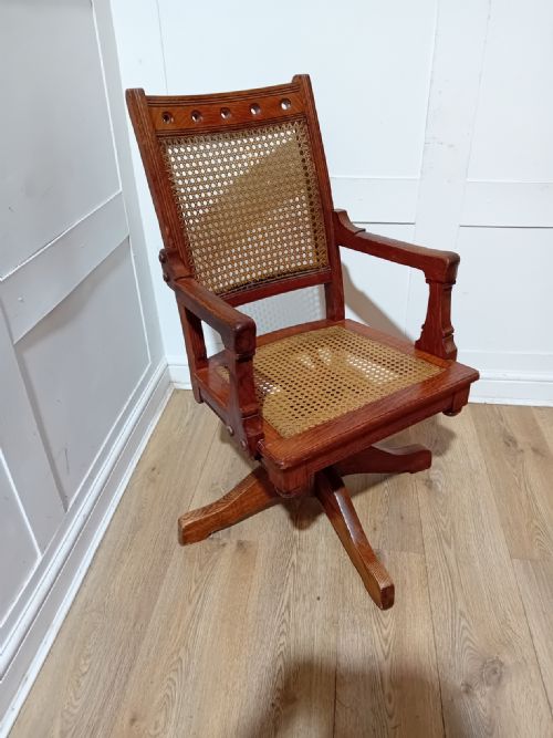 RARE ANTIQUE AMERICAN HALE KILBURN OF PHILADELPHIA VICTORIAN OAK SWIVEL CHAIR C187090 - ADDITIONAL PHOTO 3