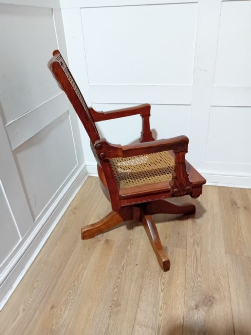 RARE ANTIQUE AMERICAN HALE KILBURN OF PHILADELPHIA VICTORIAN OAK SWIVEL CHAIR C187090 - ADDITIONAL PHOTO 4