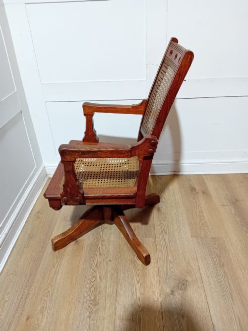 RARE ANTIQUE AMERICAN HALE KILBURN OF PHILADELPHIA VICTORIAN OAK SWIVEL CHAIR C187090 - ADDITIONAL PHOTO 6