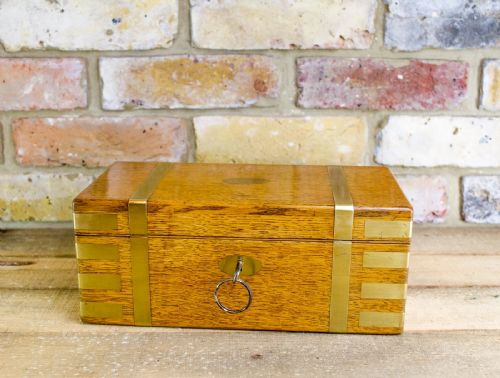Collectors Oak Brass Bound Cigar Box C.1890