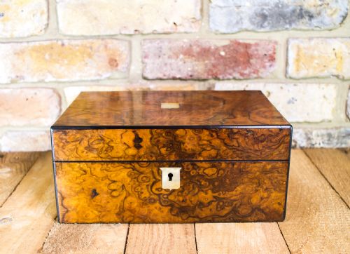 Burr Walnut Work Box C.1870