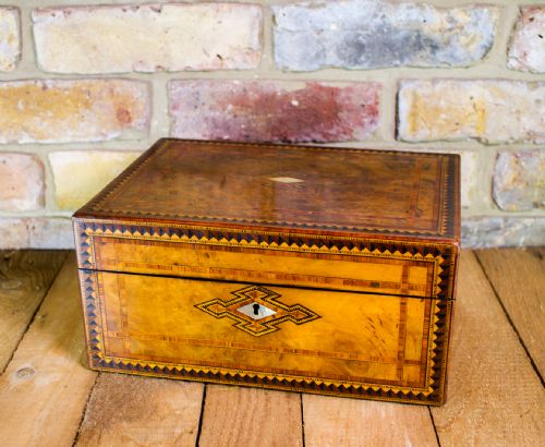 Burr Walnut Inlaid Table Box C.1880